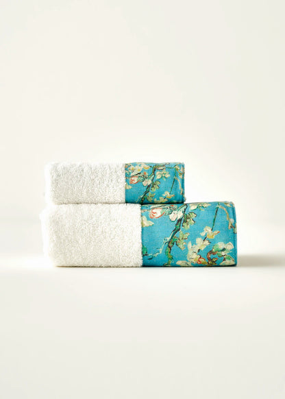 %100 Pamuk Van Gogh Almond Blossom Yüz Havlusu Turkuaz (50x90 cm)