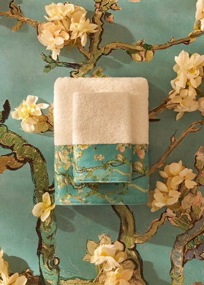 %100 Pamuk Van Gogh Almond Blossom El Havlusu Turkuaz (30x50 cm)