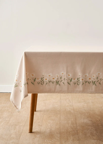Daisy Kopanakili Baskılı Masa Örtüsü Bej (150x250 cm)