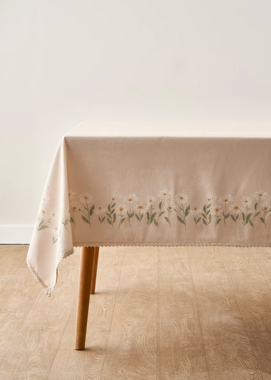 Daisy Kopanakili Baskılı Masa Örtüsü Bej (150x250 cm)