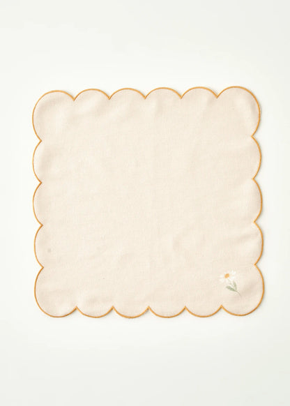 Daisy Scallop Kenar Peçete Bej (40x40 cm)