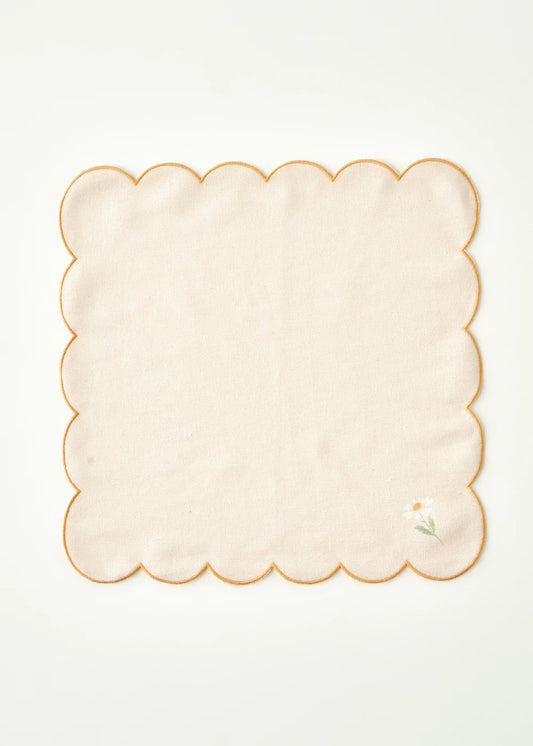 Daisy Scallop Kenar Peçete Bej (40x40 cm)