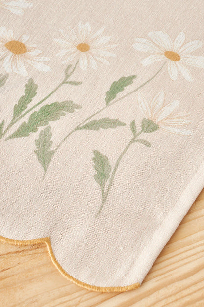 Daisy Scallop Kenar Runner Bej (50x150 cm)