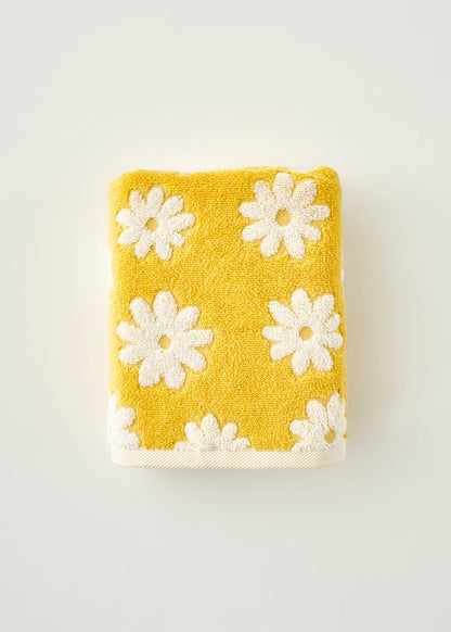 %100 Pamuk Daisy Jakarlı El Havlusu Sarı (30x50 cm)