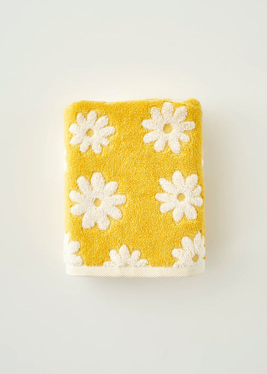 Daisy Jakarlı Yüz Havlusu Sarı (50x90 cm)