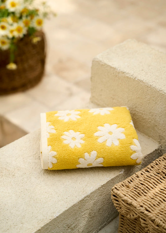 Daisy Jakarlı Yüz Havlusu Sarı (50x90 cm)