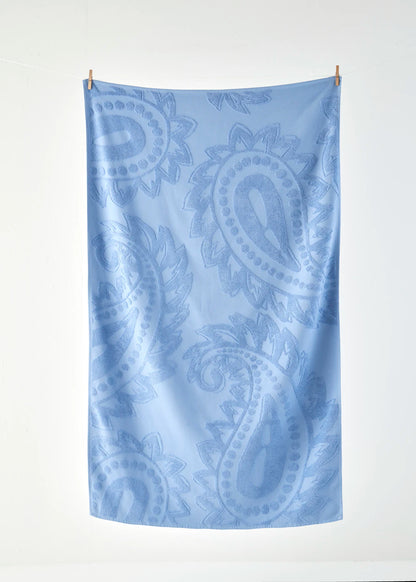 %100 Pamuk Paisley Jakarlı Plaj Havlusu Mavi (90x160 cm)
