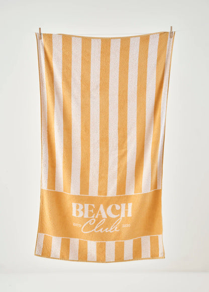 %100 Pamuk Beach Clup Plaj Havlusu Hardal (90x150 cm)
