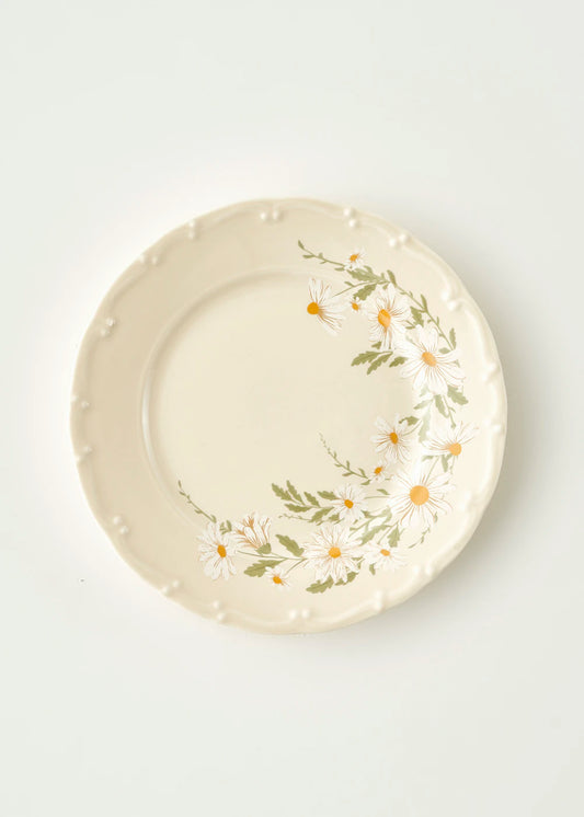 Daisy Porselen 6'lı Pasta Tabağı Krem (20 cm)