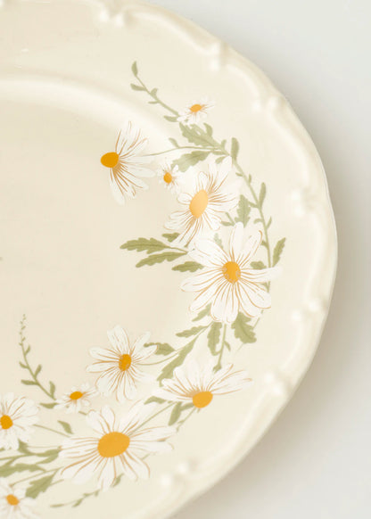 Daisy Porselen 6'lı Pasta Tabağı Krem (20 cm)