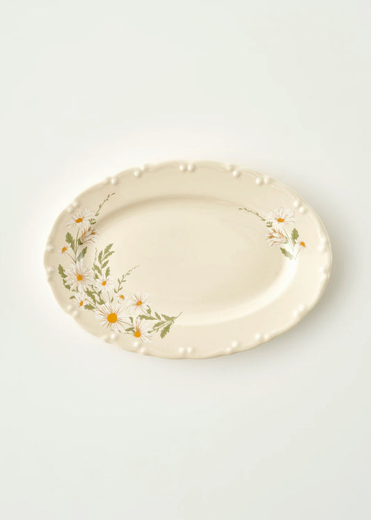 Daisy Porselen Sunum Tabağı Krem (25 cm)