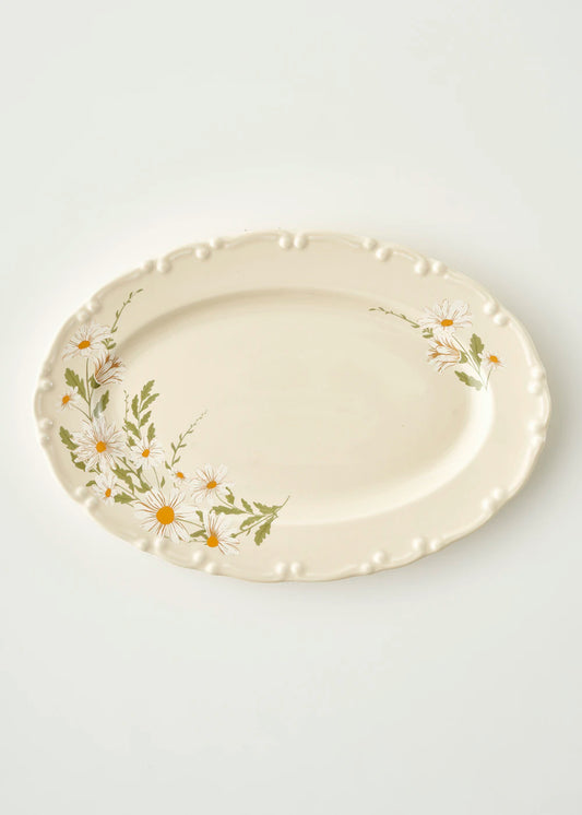 Daisy Porselen Sunum Tabağı Krem (30 cm)