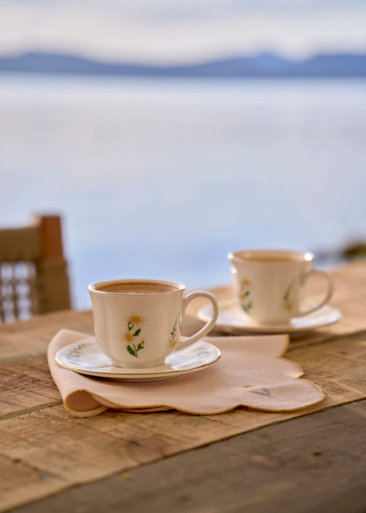 Daisy 2'li Çay Fincanı Seti Krem (200 cc)