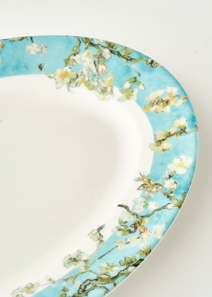 Van Gogh Almond Blossom Porselen Sunum Tabağı 3'lü Turkuaz
