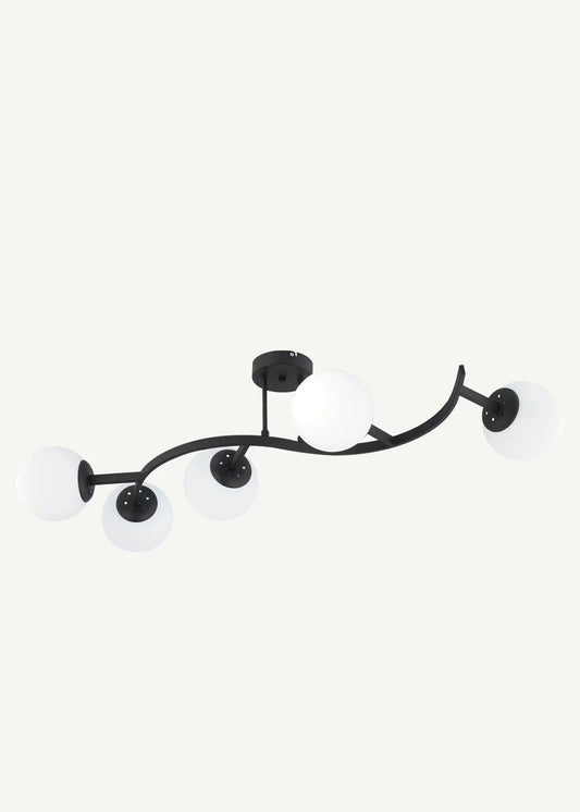 Davis 5'li Avize Siyah (30x105 cm)