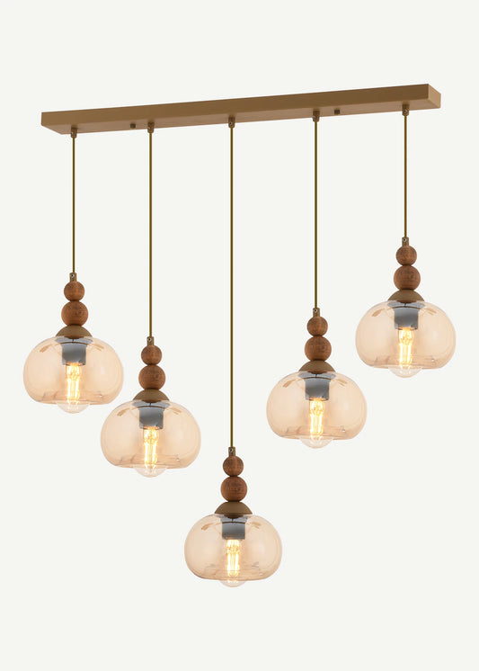 Elise 5'li Sıralı Avize Eskitme (75x90 cm)