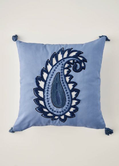 Paisley Punchlı Kırlent Kılıfı Mavi (43x43 cm)
