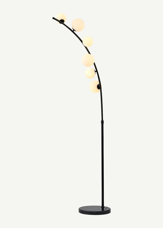 Bono 6 Cam Başlıklı Deve Boynu Lambader Siyah (100x155 cm)