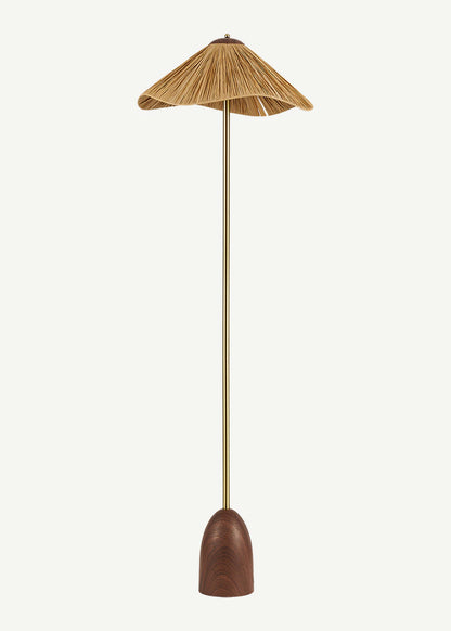 Valora Ahşap Hasır Şapkalı Lambader Eskitme (50x165 cm)