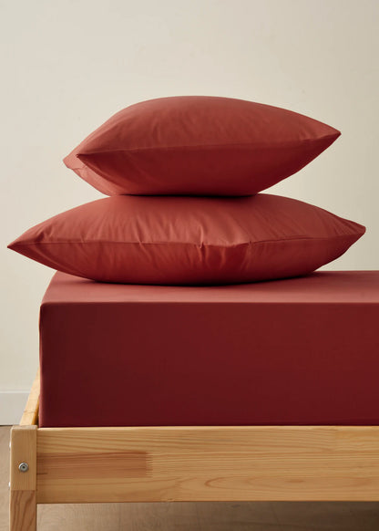%100 Pamuk Elera King Size Lastikli Çarşaf Seti Bordo (180x200x35 cm)