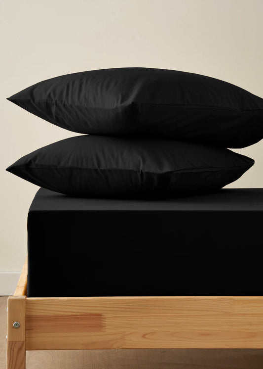 %100 Pamuk Elera King Size Lastikli Çarşaf Seti Siyah (180x200x35 cm)