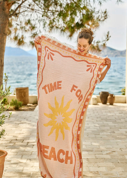 %100 Pamuk Time For Beach Peştamal Kiremit (90x160 cm)