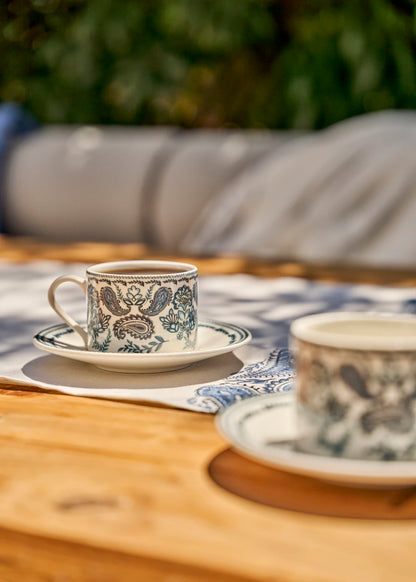 Paisley Porselen 2'li Çay Fincanı Mavi (180 cc)