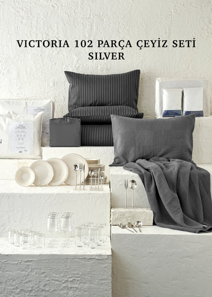 Victoria 102 Parça Çeyiz Seti Silver