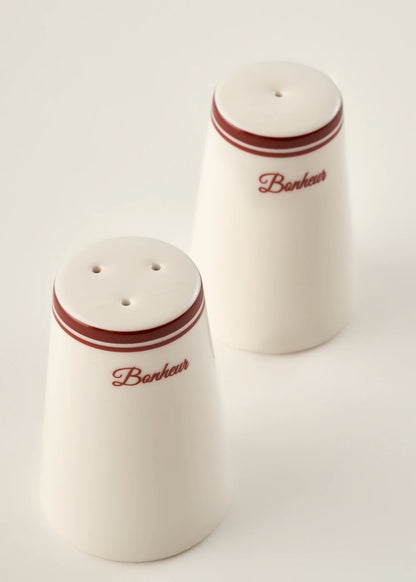 Bonheur Porselen Tuzluk-Biberlik Seti Bordo (8 cm)