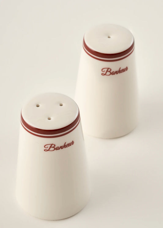 Bonheur Porselen Tuzluk-Biberlik Seti Bordo (8 cm)