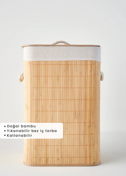 Natura Bambu 3'lü Çamaşır Sepeti Seti Naturel