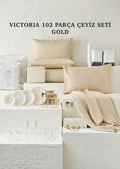 Victoria 102 Parça Çeyiz Seti Gold