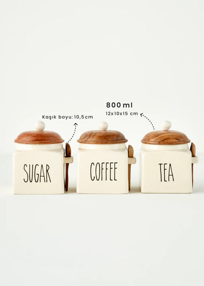 Hygge Seramik 5'li Kavanoz Seti Krem