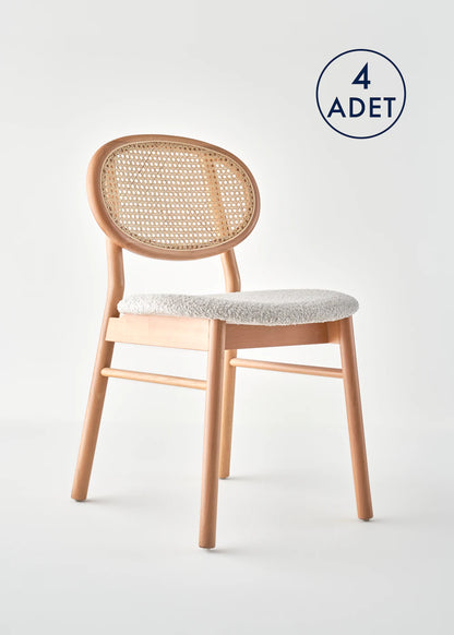 Jade Doğal Ahşap 4'lü Sandalye Naturel