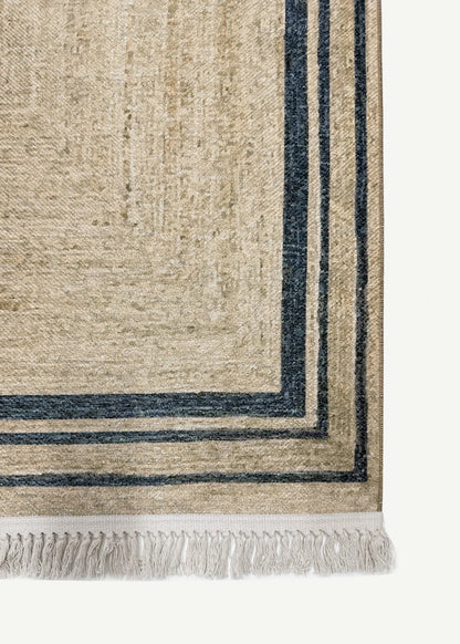 %100 Pamuk Jeff Kilim Naturel-Siyah (80x150 cm)