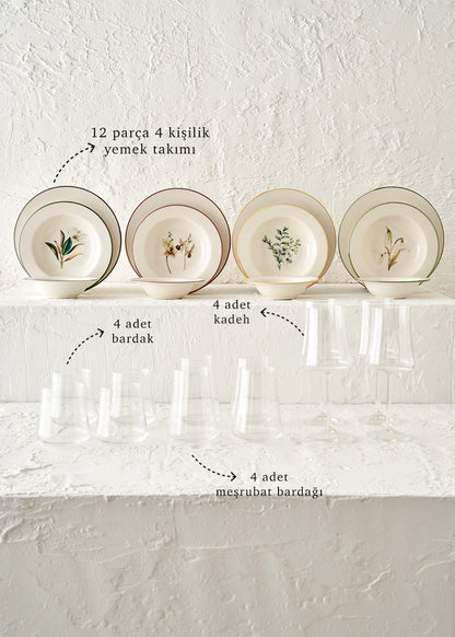 Garden 24 Parça 4 Kişilik Sofra Seti