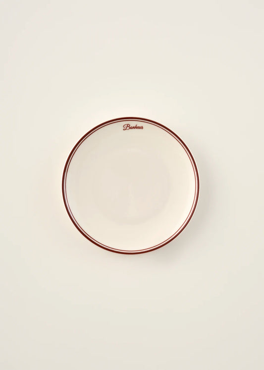 Bonheur Porselen 6'lı Pasta Tabağı Seti Bordo (21 cm)
