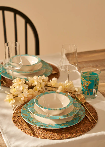 Van Gogh Almond Blossom Porselen 8 Parça 2 Kişilik Yemek Takımı Turkuaz