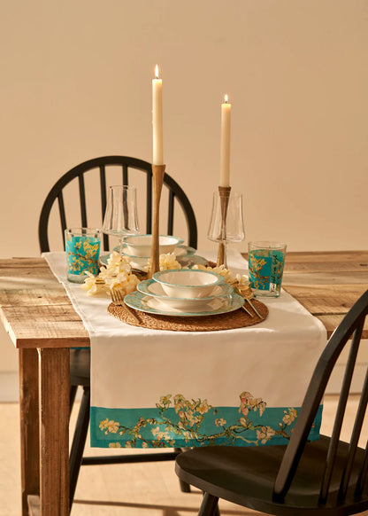 Van Gogh Almond Blossom Porselen 8 Parça 2 Kişilik Yemek Takımı Turkuaz