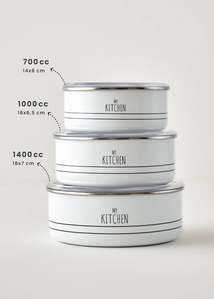 My Kitchen 5 Parça Emaye Mutfak Gereçleri Seti Beyaz