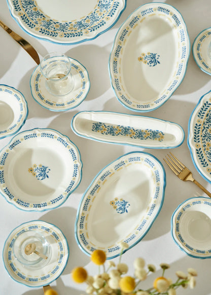 Liana Stoneware 52 Parça 12 Kişilik Kahvaltı Takımı Mavi