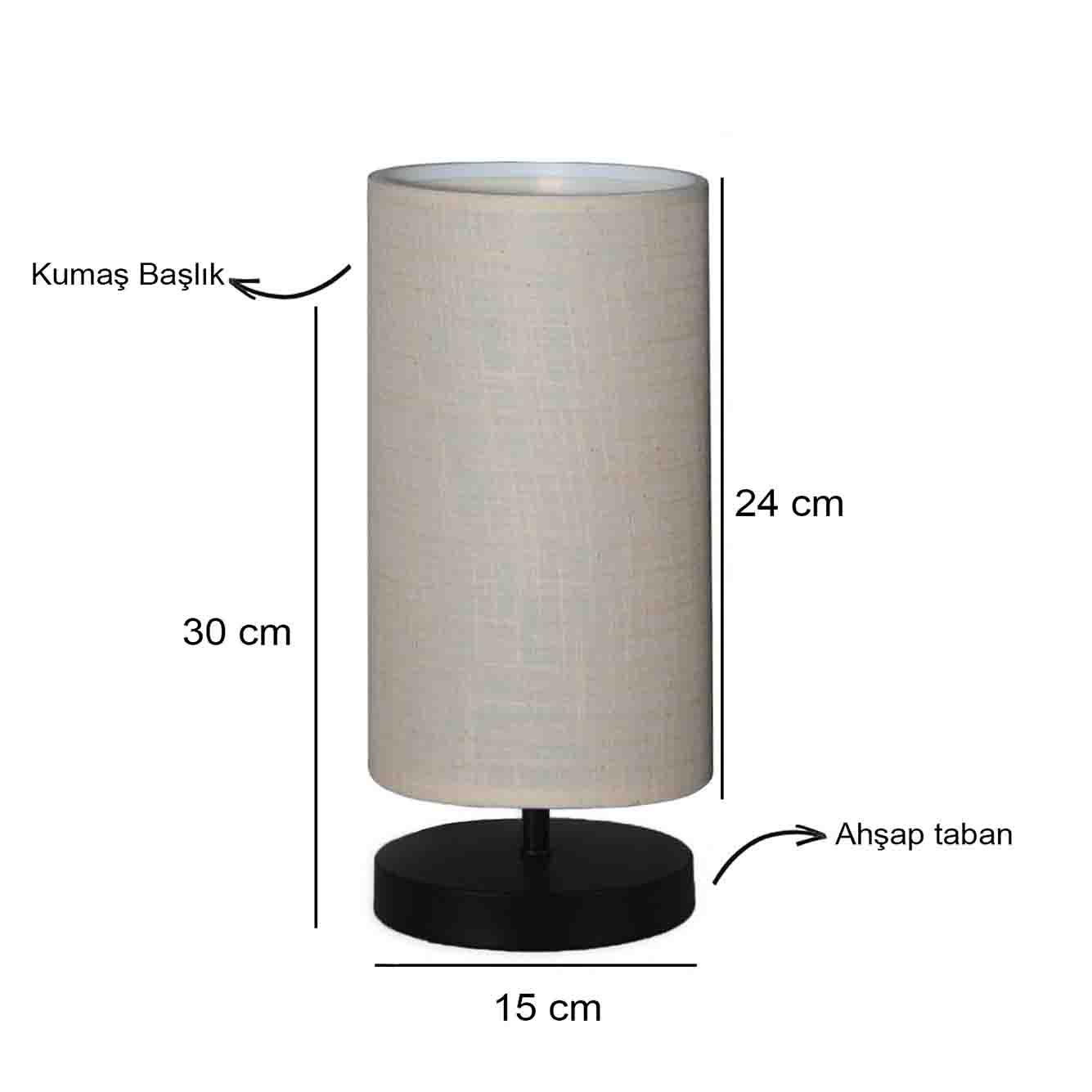 Kumaş Modern Abajur Antrasit (15x30 cm) - KREM - 15x30 cm - 3