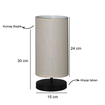 Kumaş Modern Abajur Antrasit (15x30 cm) - KREM - 15x30 cm - 3