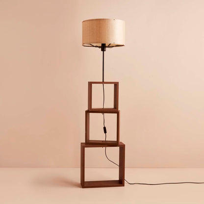 Kumaş Başlıklı Modern Raflı Lambader Bej (20x38 cm)