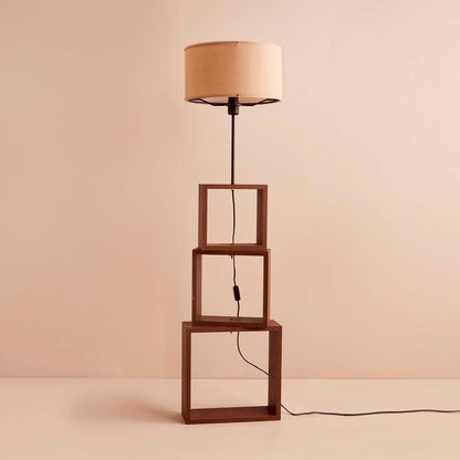 Kumaş Başlıklı Modern Raflı Lambader Bej (20x38 cm)