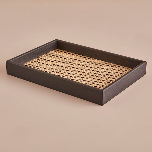 Dekoratif Rattan Tepsi Siyah (30x22x3,5 cm) - 2