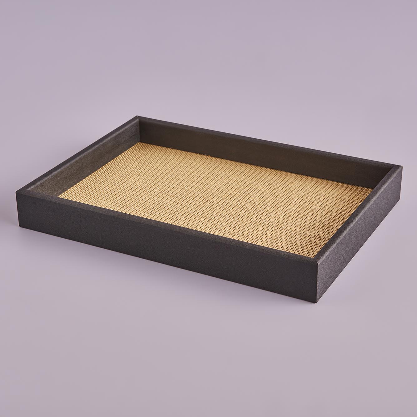 Dekoratif Kumaş Yüzeyli Tepsi Siyah (30x22x3,5 cm) - 2