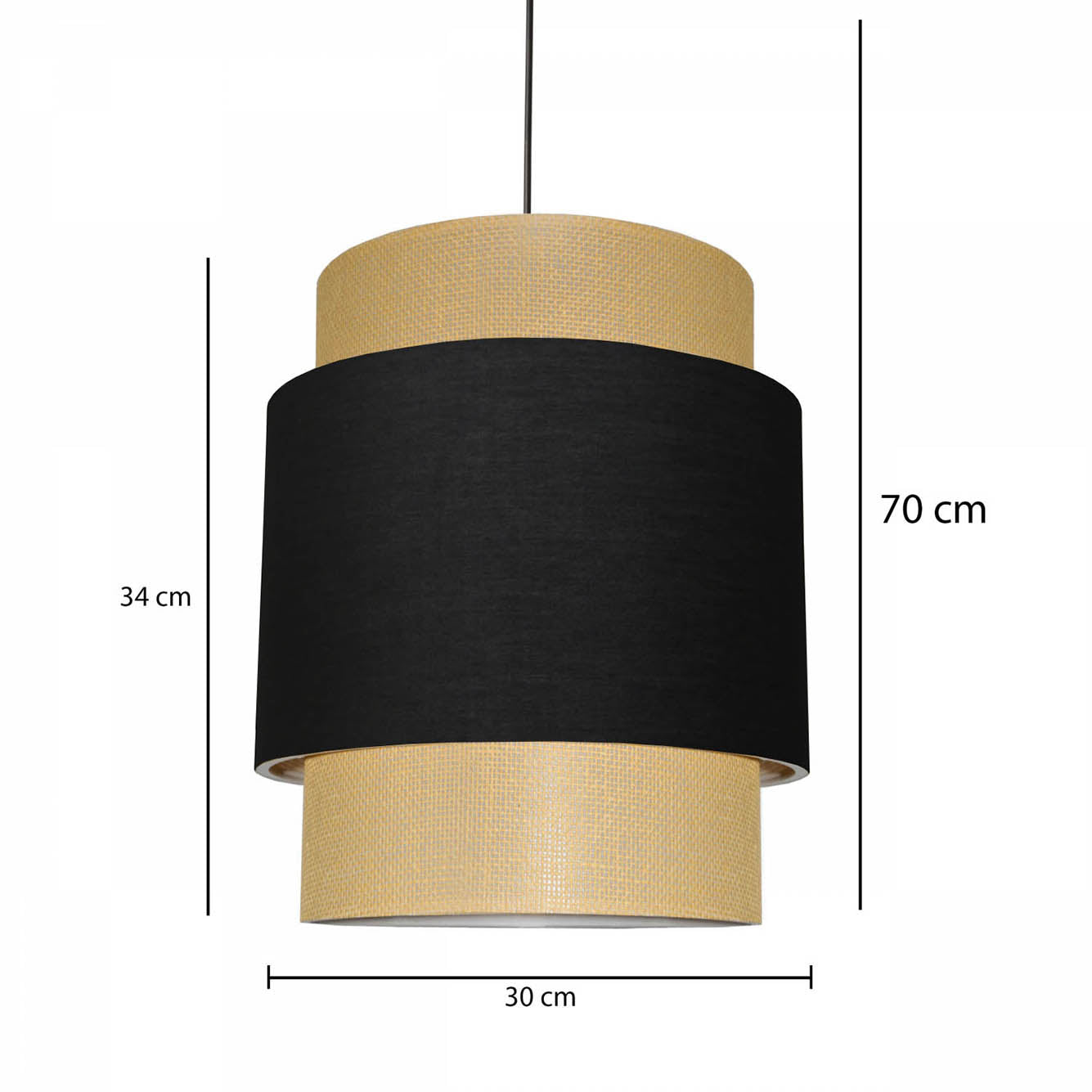 Exclusive Rattan Örgü Kumaş Sarkıt Siyah (30x34x70 cm) - 3