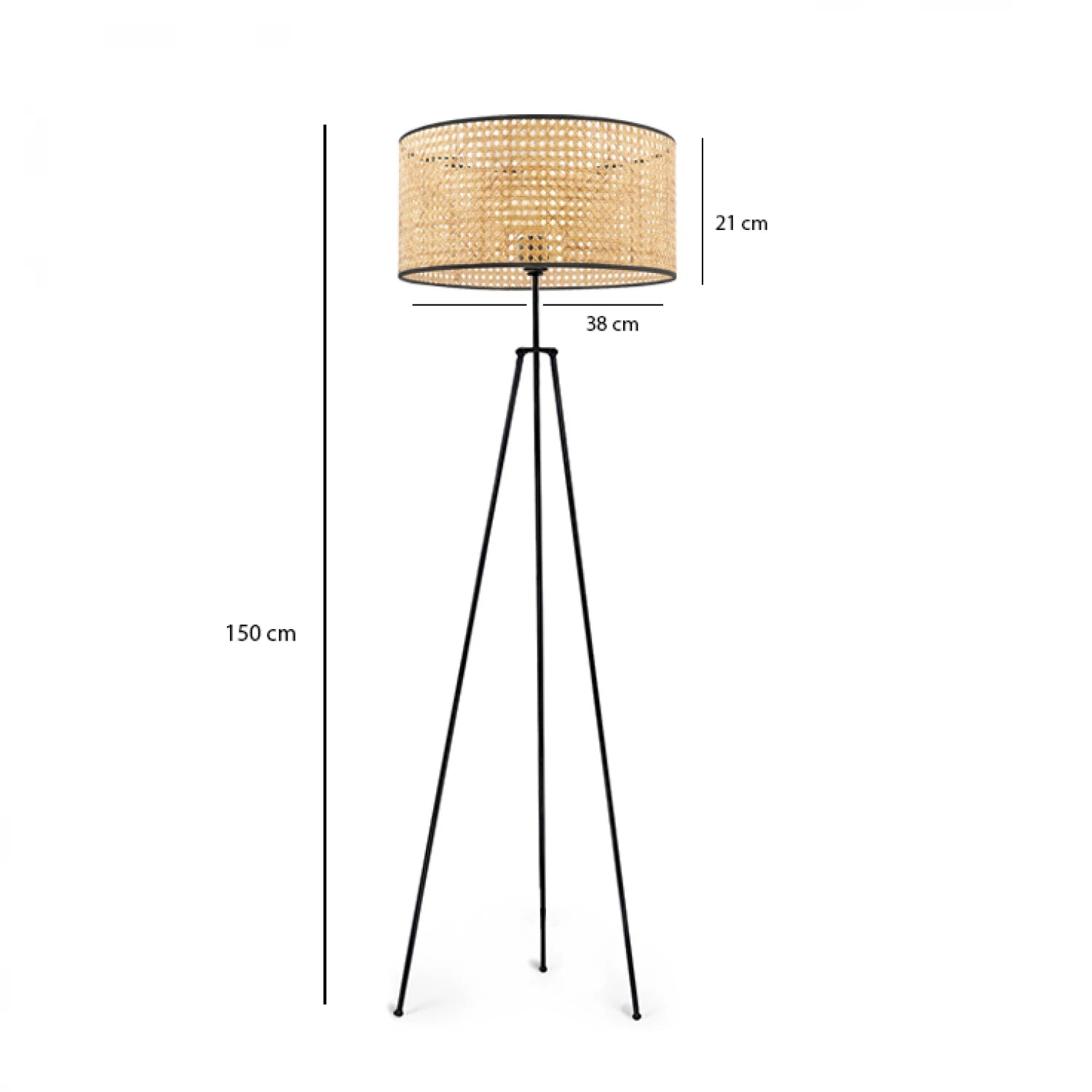 Tripod Hazeran Rattan Lambader Bej (38x21x150 cm) - 3