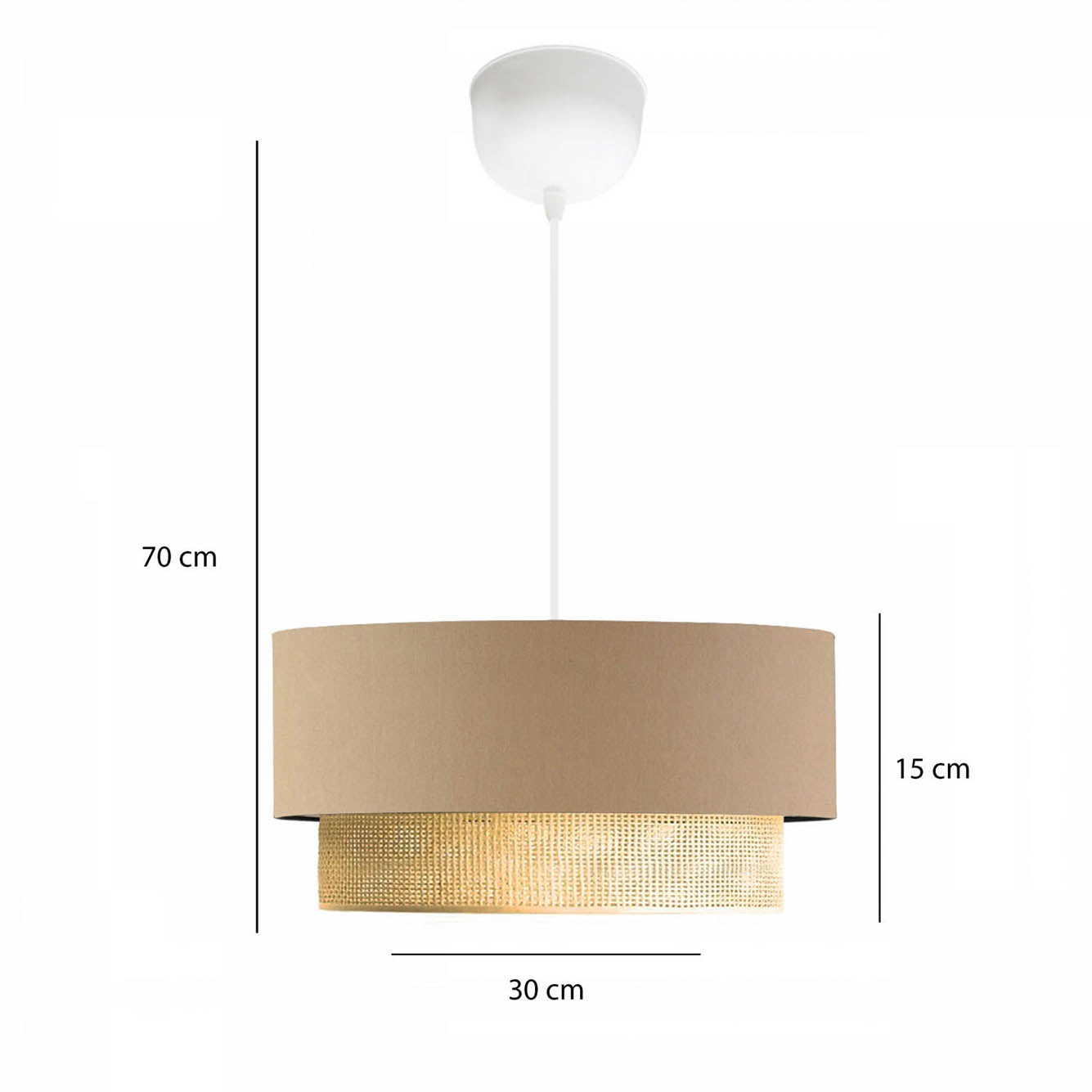 Bohem Serisi Kumaş Sarkıt Avize Gri (30x15x60 cm) - KAHVERENGİ - 30x15x60 cm - 3